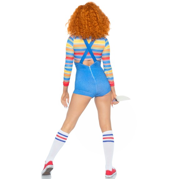 COSTUME 2 PEZZI TRAVESTIMENTO SEXY CHUCKY BAMBOLA ASSASSINA PER DONNA