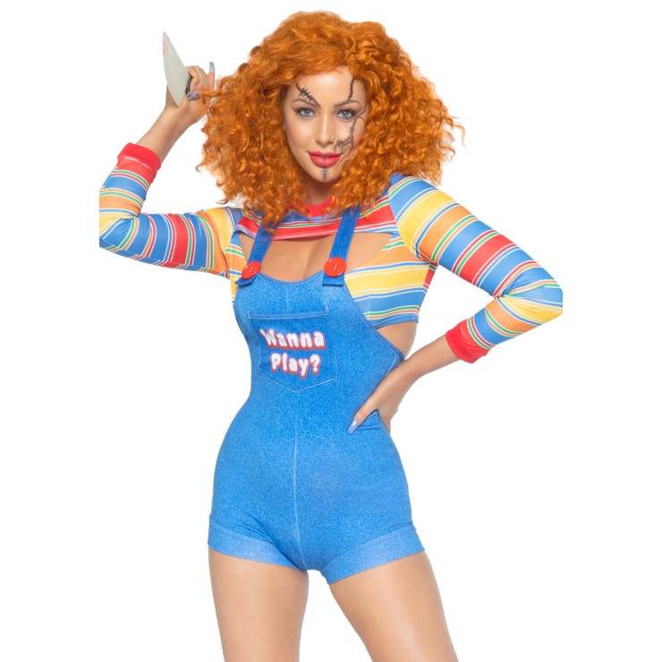 COSTUME TRAVESTIMENTO SEXY CHUCKY BAMBOLA ASSASSINA PER...