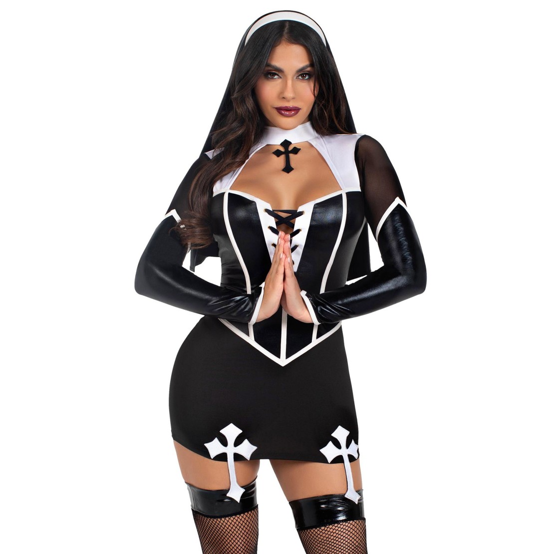 COSTUME TRAVESTIMENTO DA SUORA SEXY 2 PEZZI PER...