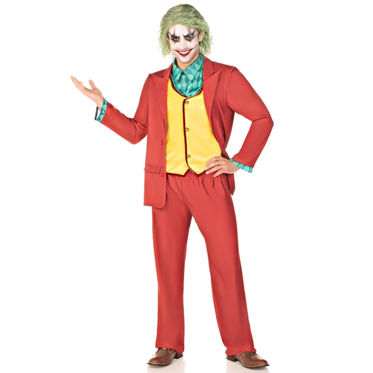COSTUME TRAVESTIMENTO DA JOKER CLOWN PAZZO COMPLETO SET 3...