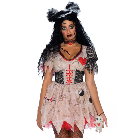 TRAVESTIMENTO 3 PEZZI SEXY BAMBOLA VOODOO DA HALLOWEEN LEG AVENUE
