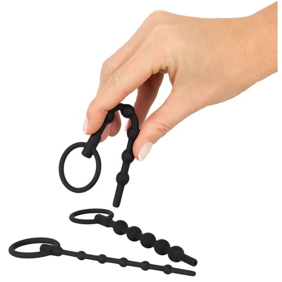 SET 3 DILATATORI URETRALI CAVI IN SILICONE CON ANELLO PENIS PLUG