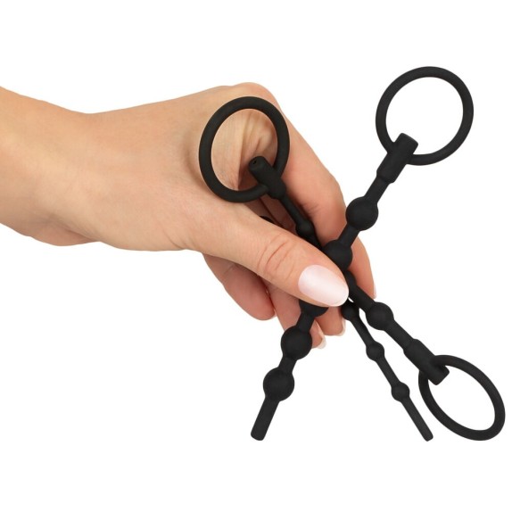 SET 3 DILATATORI URETRALI CAVI IN SILICONE CON ANELLO PENIS PLUG