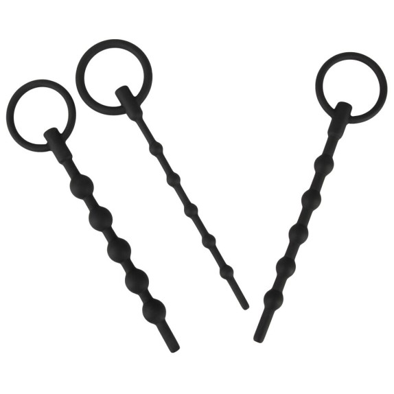 SET 3 DILATATORI URETRALI CAVI IN SILICONE CON ANELLO PENIS PLUG