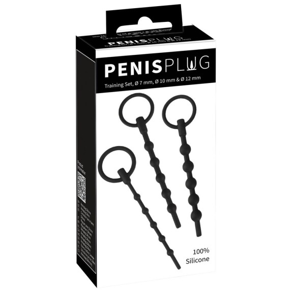 SET 3 DILATATORI URETRALI CAVI IN SILICONE CON ANELLO PENIS PLUG