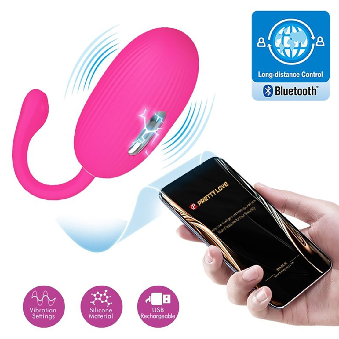 OVETTO VAGINALE VIBRANTE CON E-STIM E APP...