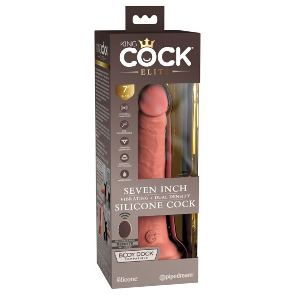 FALLO REALISTICO VIBRANTE WIRELESS CON VENTOSA IN SILICONE KING COCK ELITE