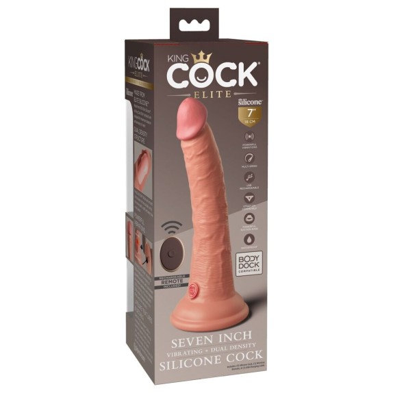 FALLO REALISTICO VIBRANTE WIRELESS CON VENTOSA IN SILICONE KING COCK ELITE