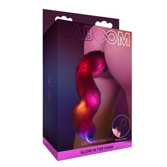 PLUG ANALE IN SILICONE CON CODA DA UNICORNO LED CHE SI ILLUMINA TABOOM