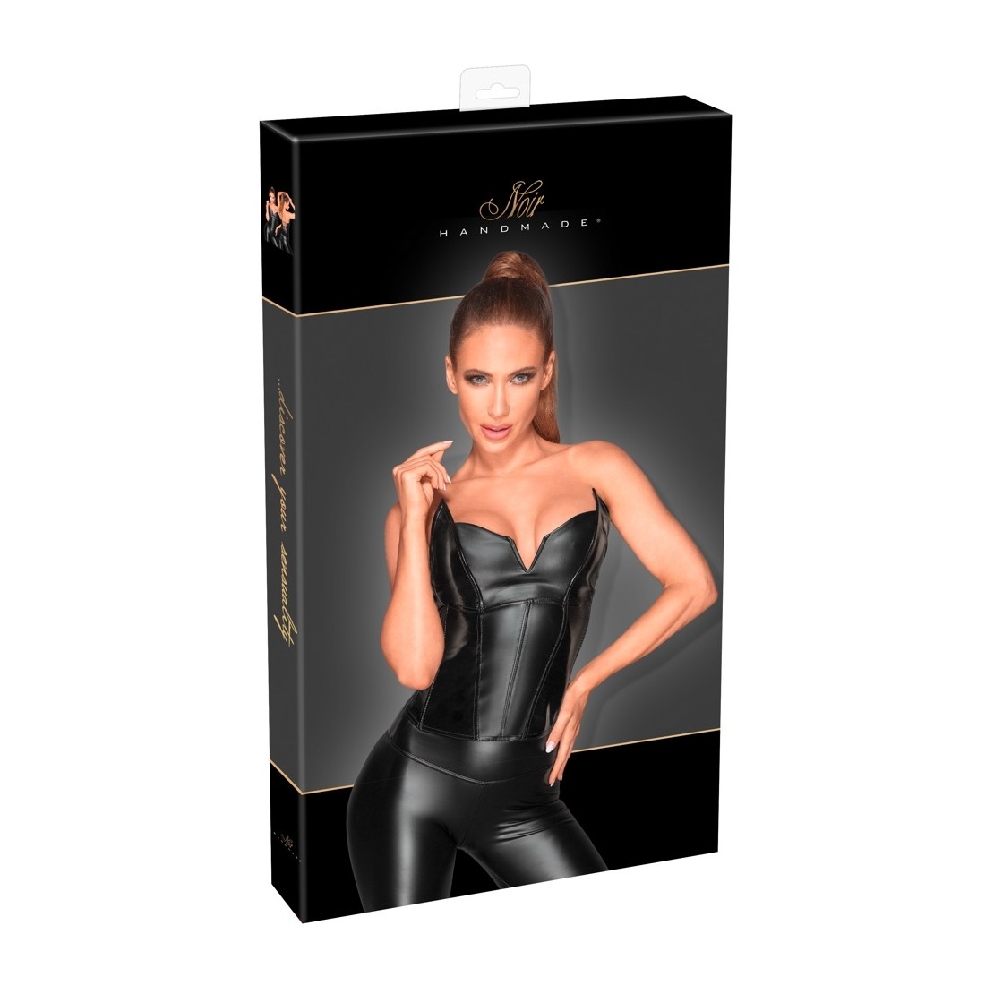 BUSTINO-CORSETTO SEXY PER DONNA IN SPANDEX E PVC