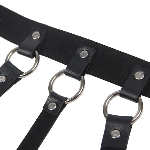 HARNESS SEXY DA DONNA A REGGISENO IN ECOPELLE CON CATENE SUL SENO