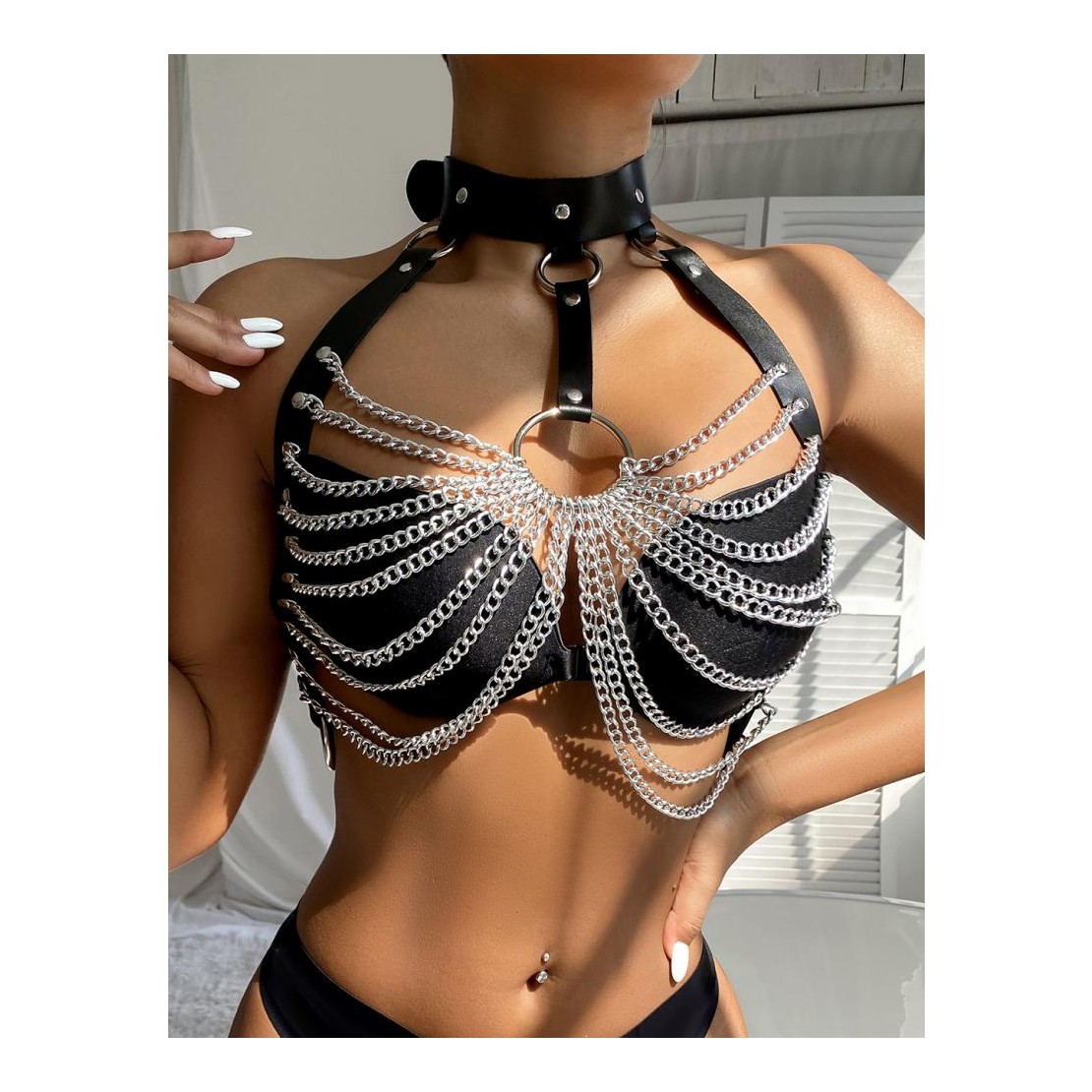 HARNESS SEXY DA DONNA A REGGISENO IN ECOPELLE...