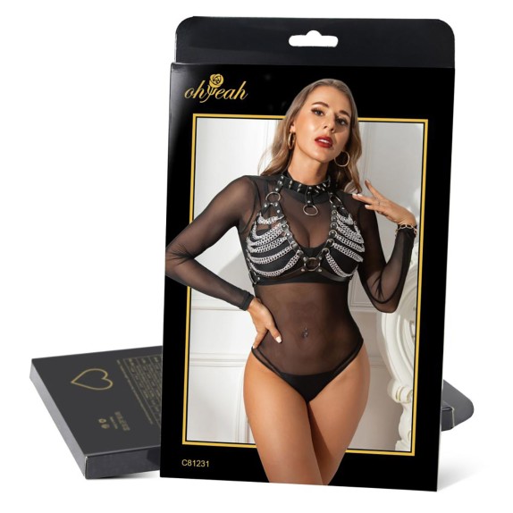 REGGISENO HARNESS CON CATENE SEXY PER DONNA IN ECOPELLE OHYEAH