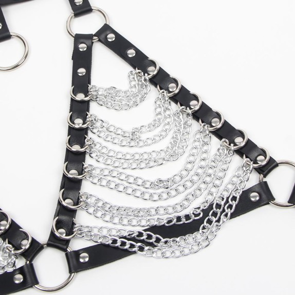 REGGISENO HARNESS CON CATENE SEXY PER DONNA IN ECOPELLE OHYEAH