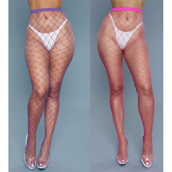 COLLANT SEXY A RETE LARGA CON PIEDE VIOLA & FUCSIA