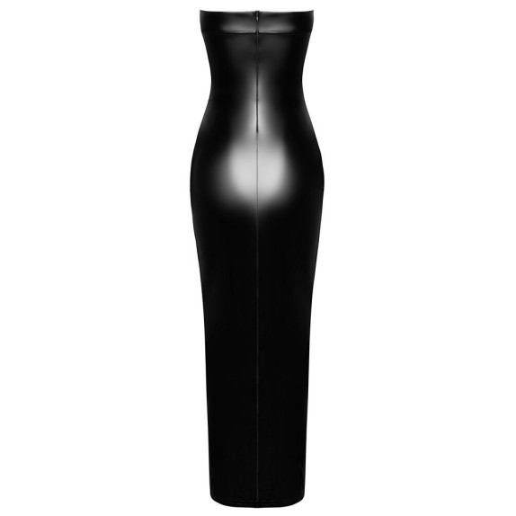 ABITO LUNGO SEXY PER DONNA IN SPANDEX CON SPACCO A FASCIA NOIR