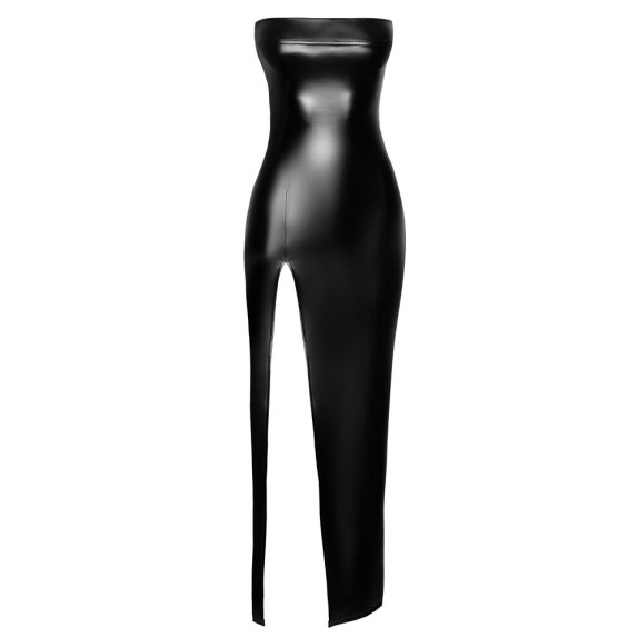 ABITO LUNGO SEXY PER DONNA IN SPANDEX CON SPACCO A FASCIA NOIR
