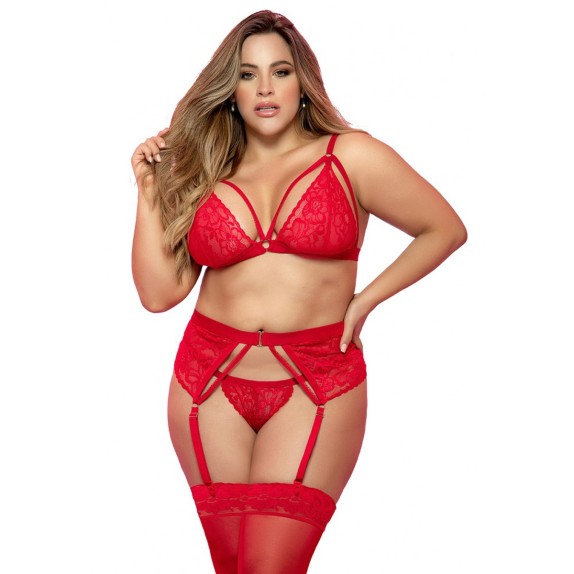 COMPLETO INTIMO SEXY PER DONNA ROSSO TAGLIA GRANDE MAPALE'