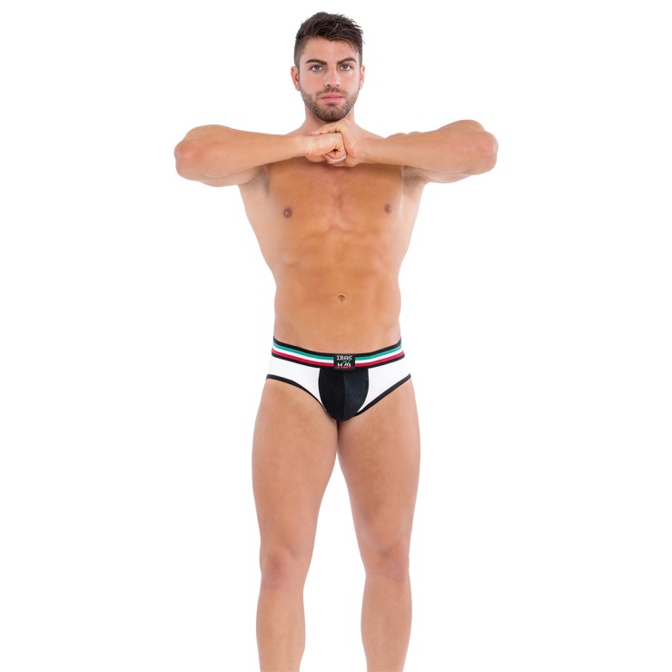 SLIP SOSPENSORIO SEXY MASCHILE BIANCO E NERO