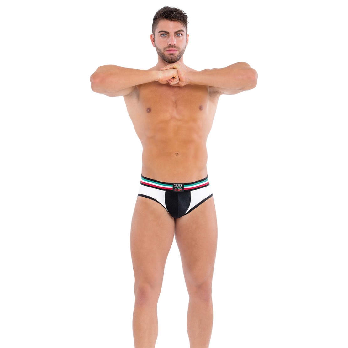 SLIP SOSPENSORIO SEXY MASCHILE BIANCO E NERO