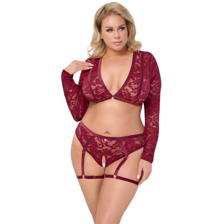SET TOP E CULOTTE APERTA CON GIARRETTIERE IN PIZZO...