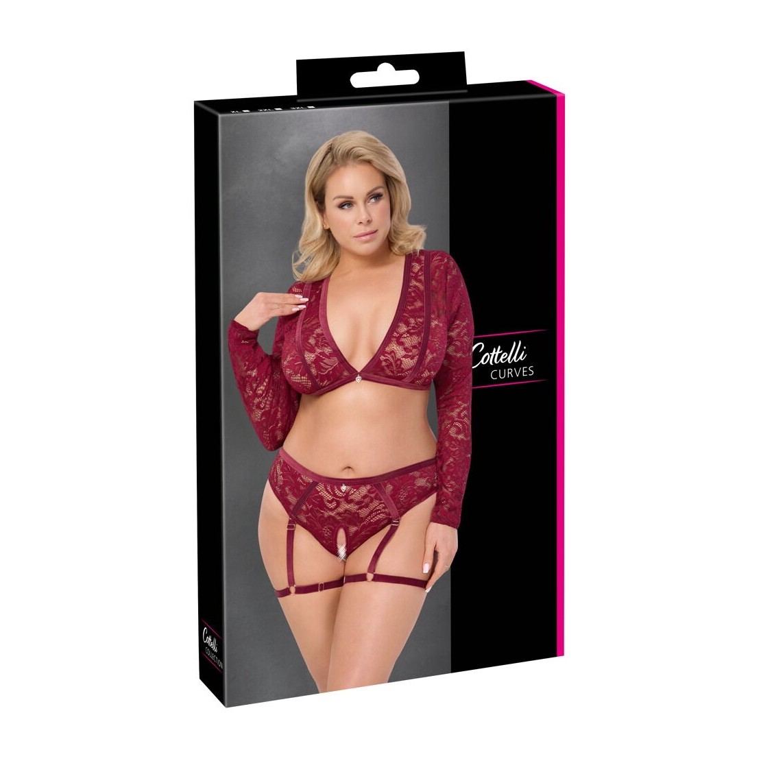 SET TOP E CULOTTE APERTA CON GIARRETTIERE IN...