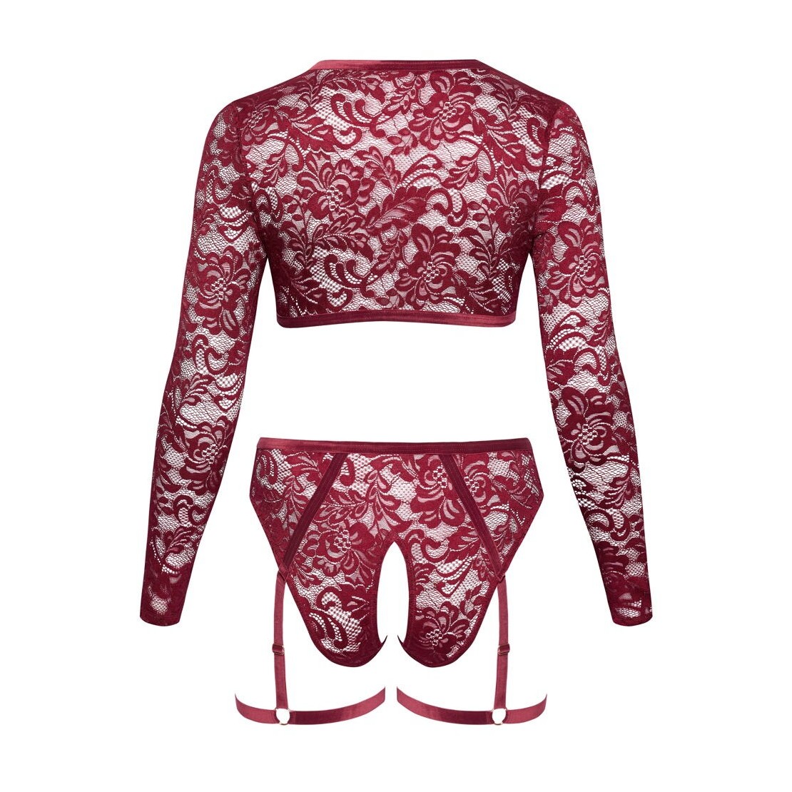 SET TOP E CULOTTE APERTA CON GIARRETTIERE IN...
