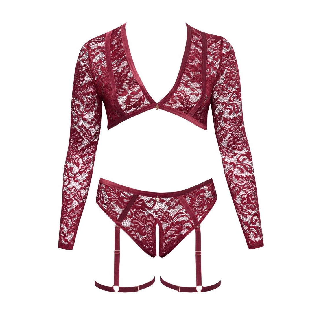 SET TOP E CULOTTE APERTA CON GIARRETTIERE IN...