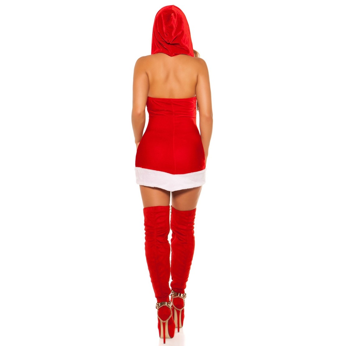 COSTUME DA BABBA NATALE SEXY CON CAPPUCCIO