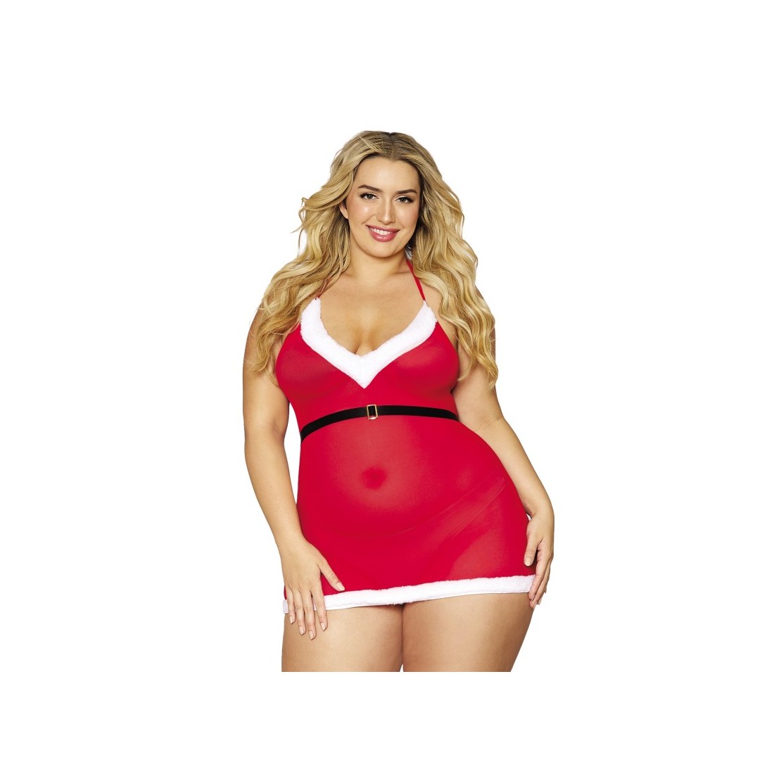 BABYDOLL SEXY DA BABBA NATALE DONNA CON CINTURA