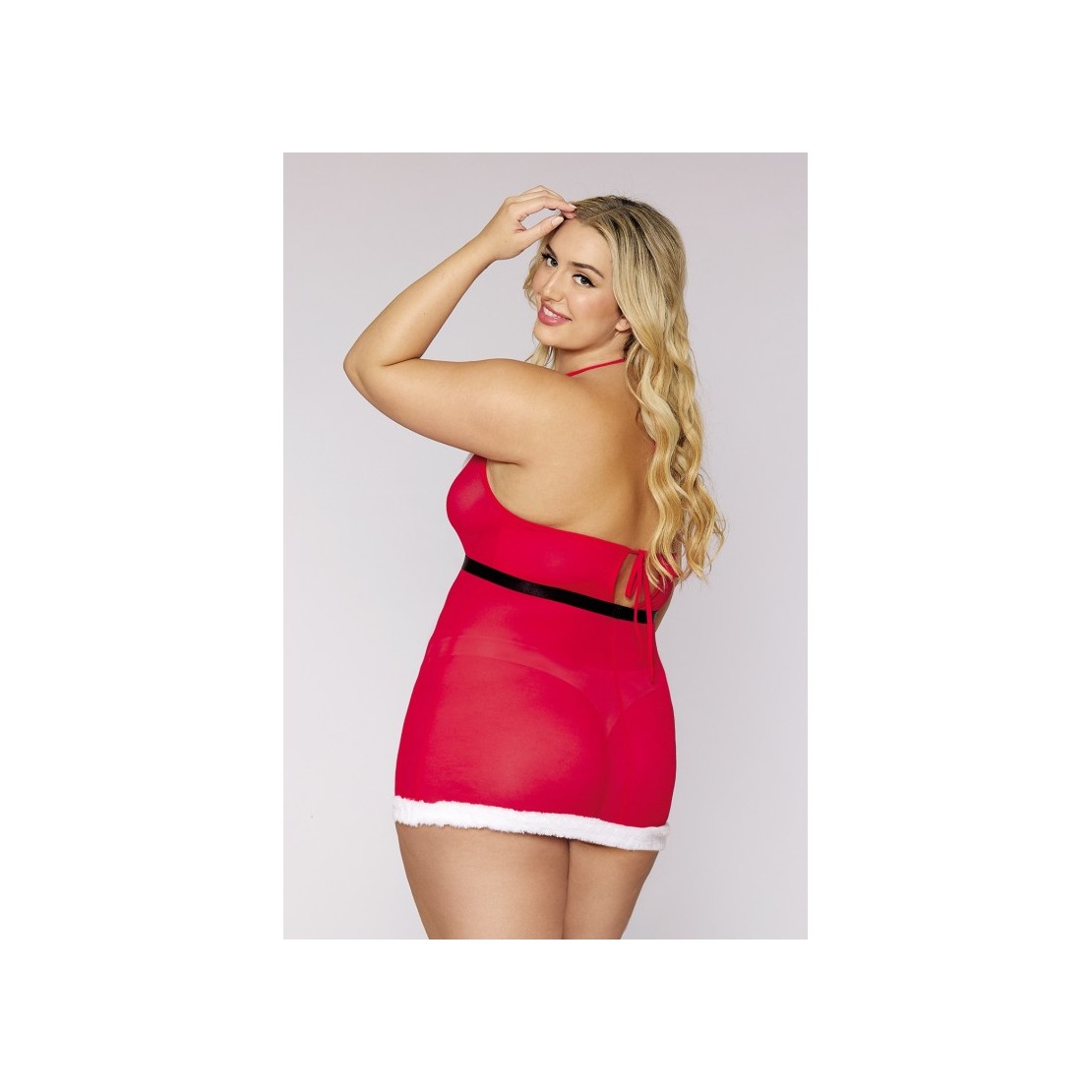 BABYDOLL SEXY DA BABBA NATALE DONNA CON CINTURA
