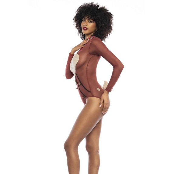 COSTUME TRAVESTIMENTO DA RENNA SEXY BODY CON CAMPANELLINI E ACCESSORI MAPALE