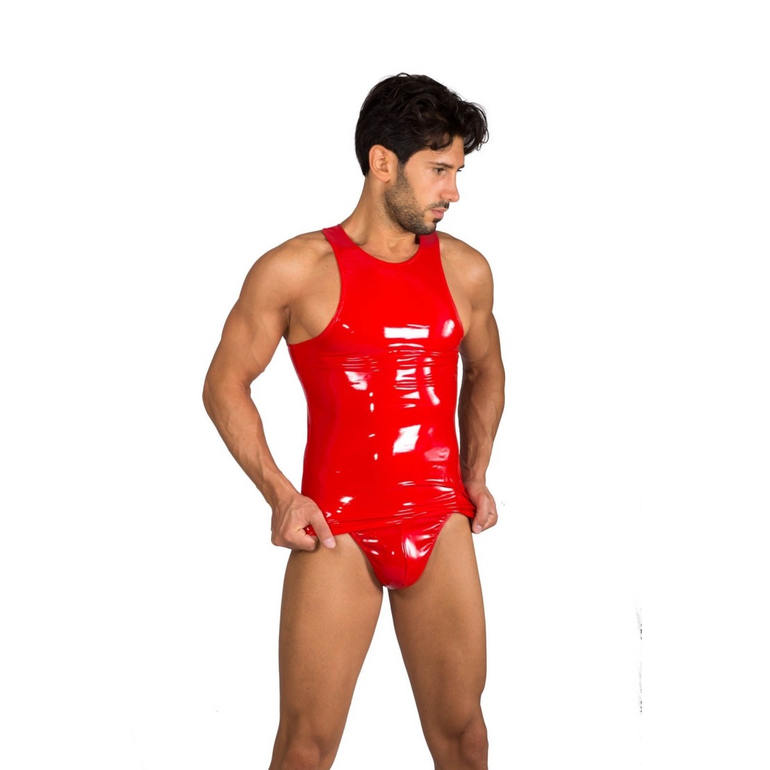 CANOTTA SEXY PER UOMO IN PVC ROSSO EROS VENEZIANI