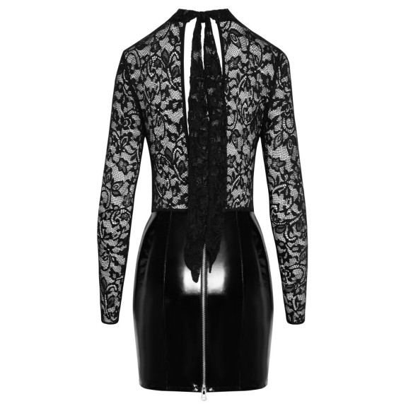MINIABITO SEXY PER DONNA IN PIZZO E VERNICE CON ZIP E SCOLLO POSTERIORE