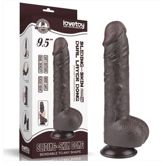 FALLO REALISTICO CHOCOLATE 24 CM CON PELLE SCORREVOLE E VENTOSA STACCABILE