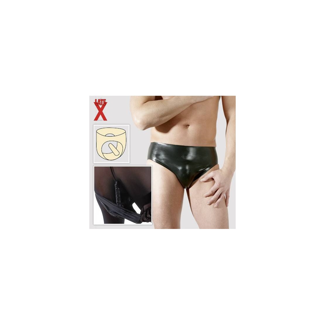 SLIP PER UOMO IN LATEX CON FALLO ANALE INTERNO