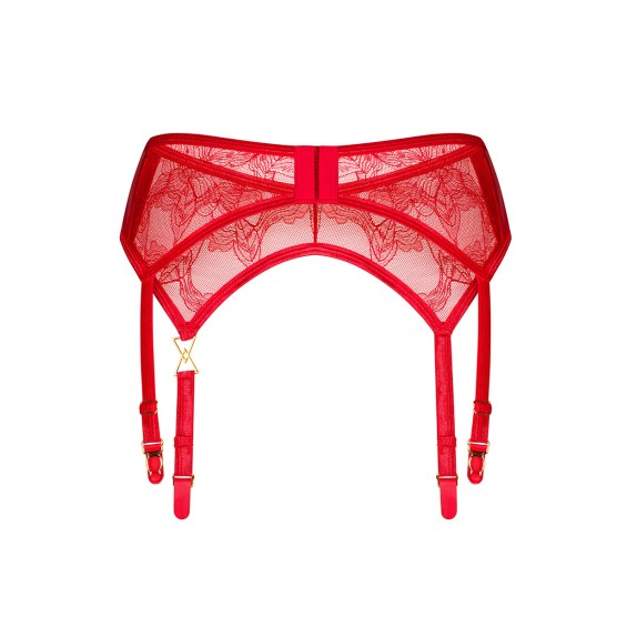 REGGICALZE IN PIZZO ROSSO FLOREALE CON 4 PINZETTE REGOLABILI ALIOSA