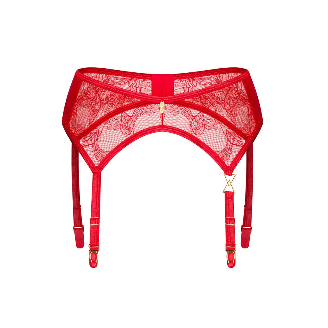REGGICALZE IN PIZZO ROSSO FLOREALE CON 4...