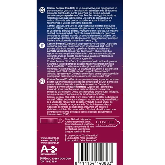 SENSUAL XTRA DOTS PROFILATTICI CON PUNTINI IN LATTICE CONTROL 12 PEZZI