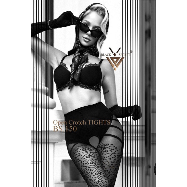 COLLANT SEXY NERO APERTO PER DONNA CON DECORI IN LUREX... 2