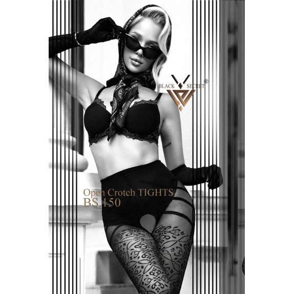 COLLANT SEXY NERO APERTO PER DONNA CON DECORI IN LUREX BALLERINA