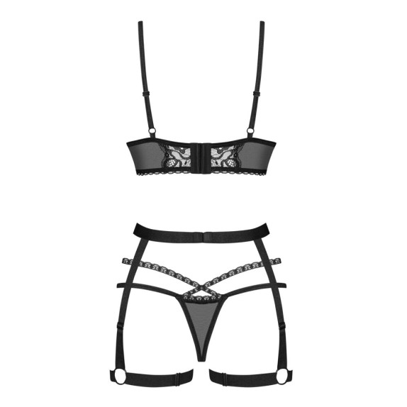 COMPLETO INTIMO 3 PEZZI SEXY DA DONNA IN PIZZO CON APERTURE SEDUCTIVE