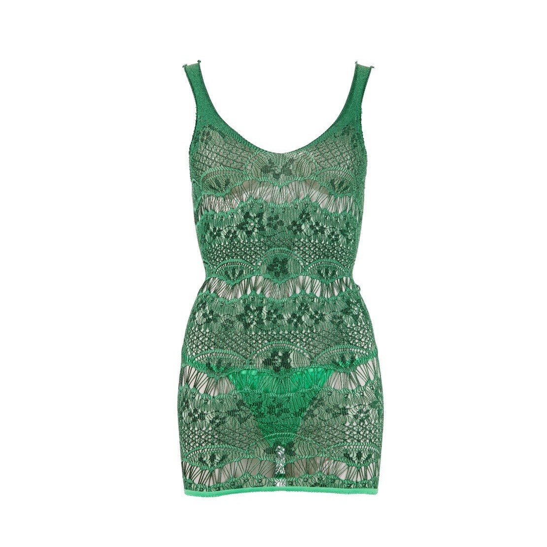 MINI ABITO VERDE SEXY PER DONNA A RETE SENZA...