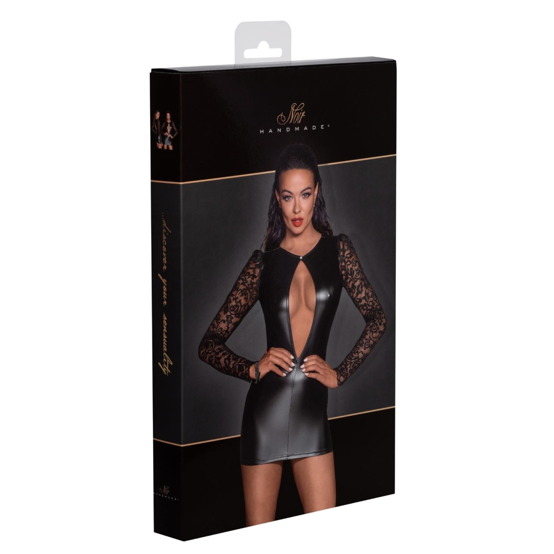 MINI ABITO SEXY PER DONNA IN SPANDEX E PIZZO...