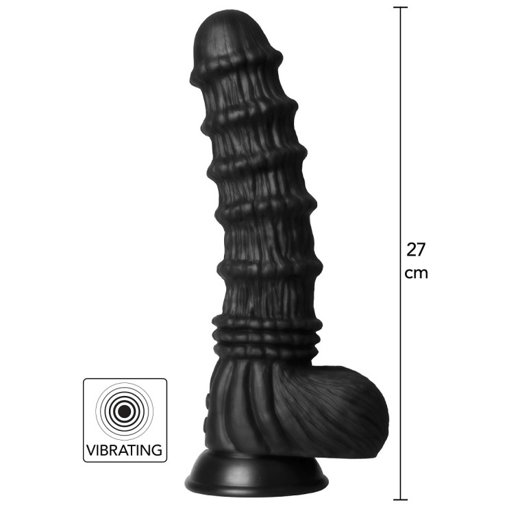 DILDO VIBRANTE NERO DI GRANDI DIMENSIONI CON RILIEVI...