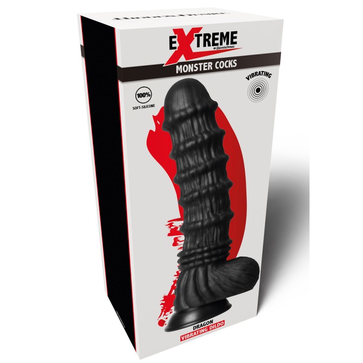 DILDO VIBRANTE NERO DI GRANDI DIMENSIONI CON RILIEVI... 2