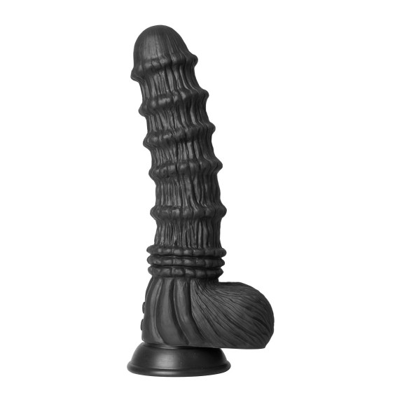 DILDO VIBRANTE NERO DI GRANDI DIMENSIONI CON RILIEVI DRAGON MONSTER COCKS