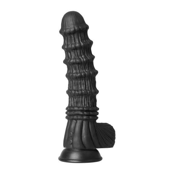 DILDO VIBRANTE NERO DI GRANDI DIMENSIONI CON RILIEVI DRAGON MONSTER COCKS