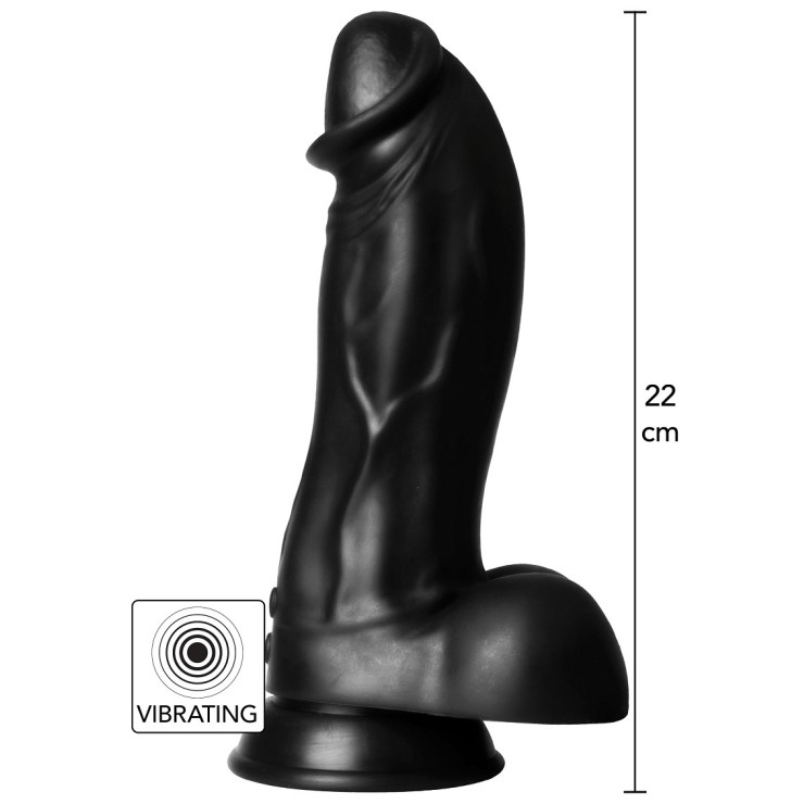 FALLO NERO VIBRANTE CON VENTOSA E TESTICOLI IN SILICONE