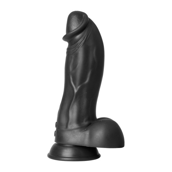 FALLO NERO VIBRANTE CON VENTOSA E TESTICOLI IN SILICONE
